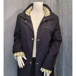 MACKINTOSH New England Rain Wind Breaker Jacket Removable Hood Navy Women's S